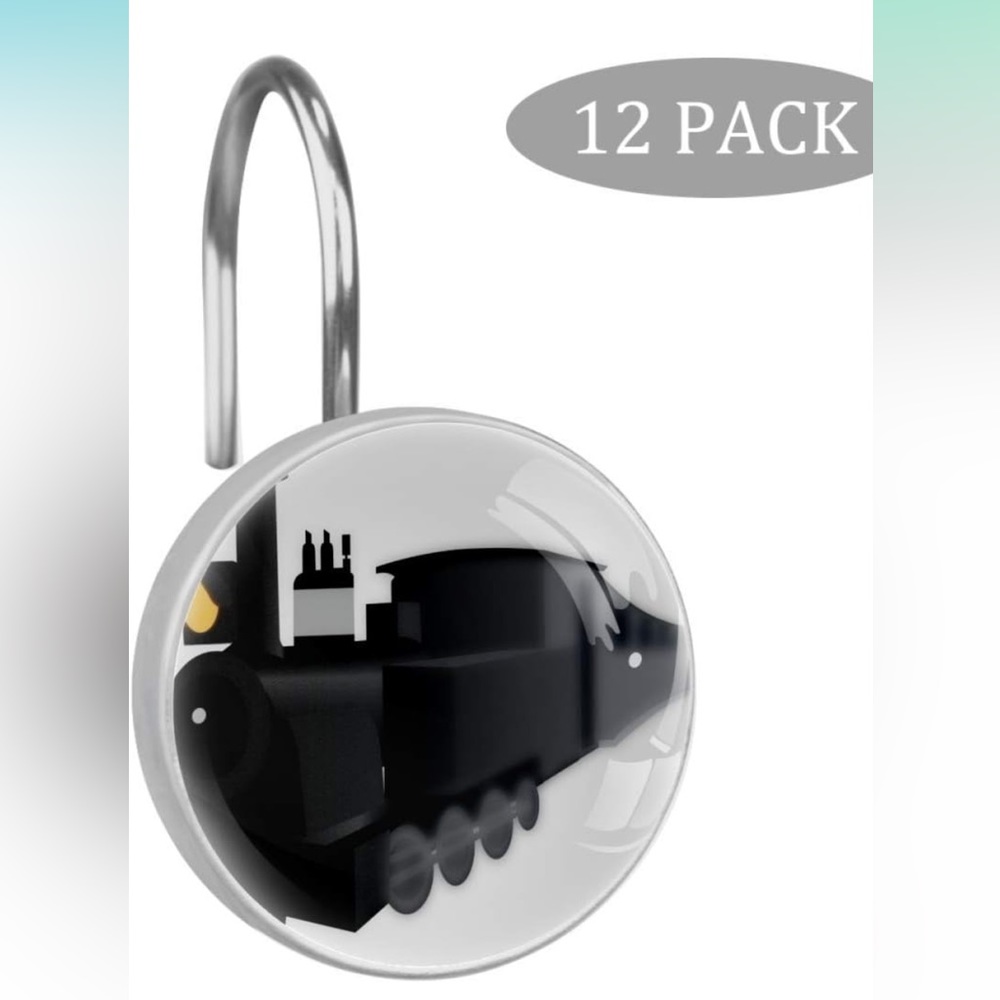 Train Shower Curtain Hooks Rust Proof Set of 12